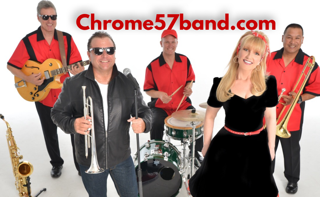 The Chrome 57 band is a 50s band and Oldies band performing in Ocala, Florida and is pictured here at recent 50s gala.
